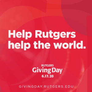 Sign that reads Help Rutgers help the world.